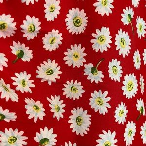 red daisies floral prairie skirt grunge spinner 90s y2k handmade rayon ❤️💛🤍